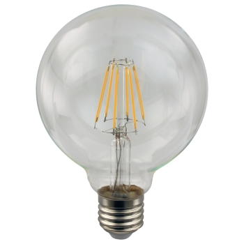 LED Fadenlampe G95 Globe E27 klar 6W 570 Lumen AdLuminis LED-Filament Globe G95 klar 6W E27   